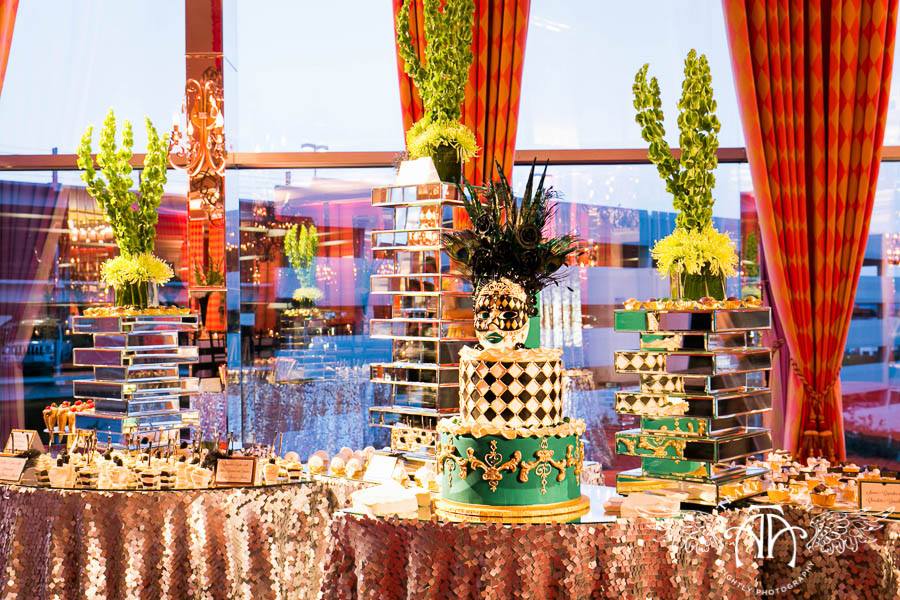Funky Dessert Display on mirrored towers